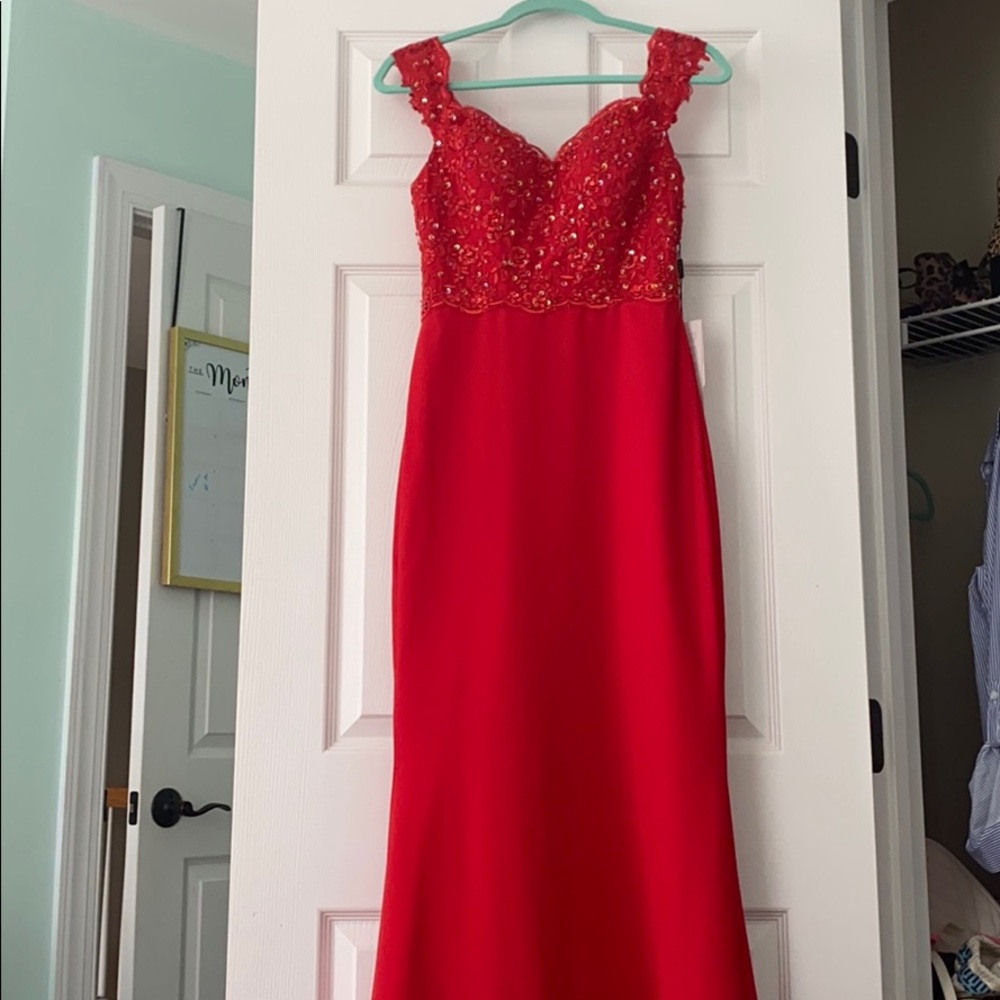 Red Embellished Gown - Never worn
